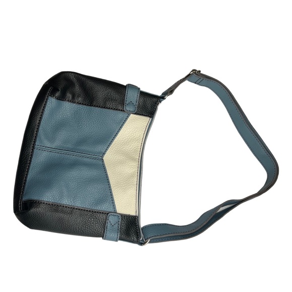 Relic leather 2 tone blue white crossbody patchwork colorblock adjustable - Picture 2 of 7